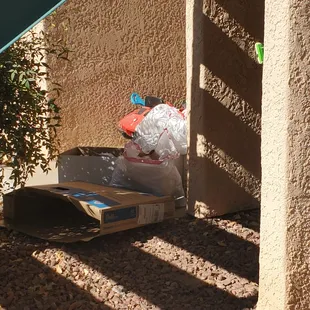 Trash on the patio for days!