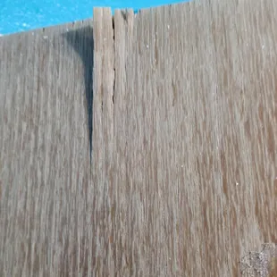 Bathroom door falling apart. The bottom was even worse and dragging on the ground!