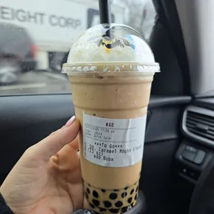 Blended Caramel Mocha  W/ Boba IS 10-10...