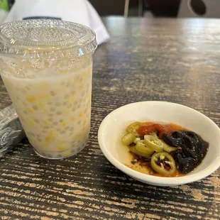 The corn dessert and a sauce I made ;-)