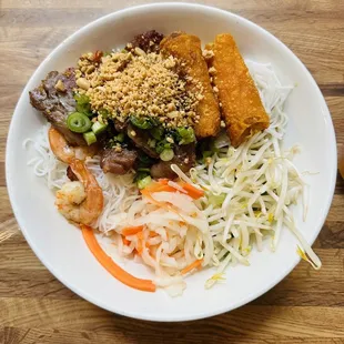 72. Vermicelli Noodle Grilled Pork &amp; Shrimp &amp; Eggroll  Bún Tôm Thịt Nướng Chả Giò
