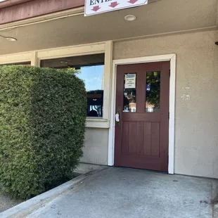 Entrance on parking lot side.