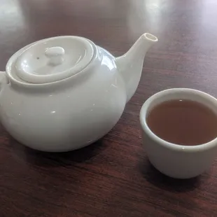 Warming up after a winter hike with hot tea and vegetarian noodle soup  on the way.