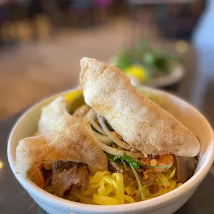 a bowl of food on a table