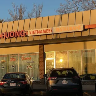 Sunset over the delicious Huong sign