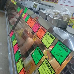 Wide selection of Latin meat cuts and cheeses