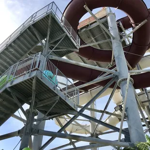 Tube ride trip up stairs...