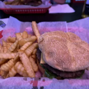 Burger with Cheese and Fries.