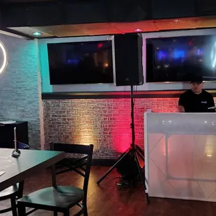 Downstairs dining area DJ set up