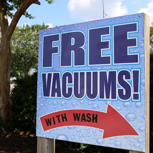 Free Vacuums with Wash!