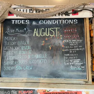 Daily specials and entertainment