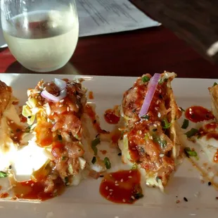 Tuna tacos.  Like the mashed potato taco supports.