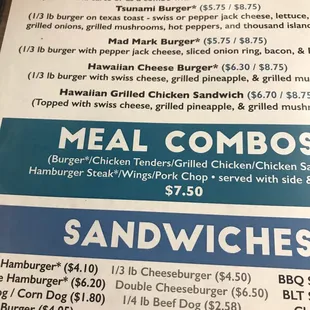 a menu for a restaurant