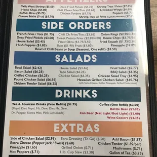 a menu for a restaurant