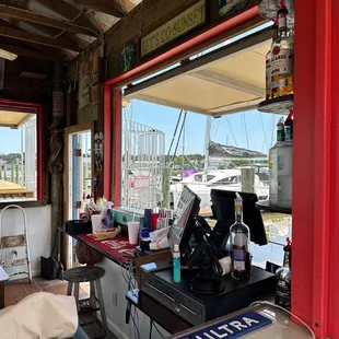 Outside at the tiki hut