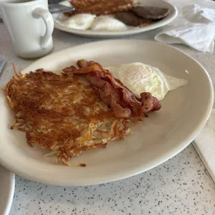 Eggs &amp; bacon (front) eggs &amp; sausage (back)