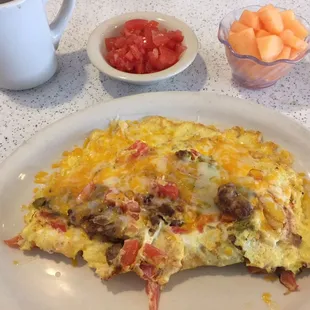 Vegetarian Omelet with Ham &amp; Fruit
