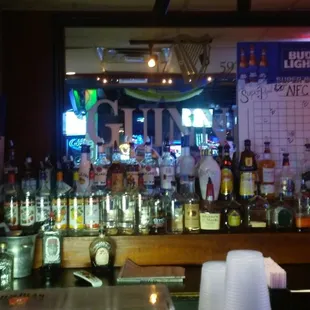 bottles of alcohol on the bar