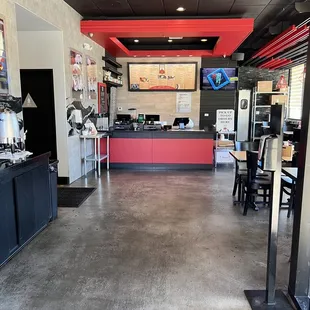 the inside of a restaurant