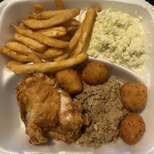 Chicken and bbq combination plate