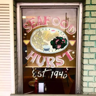 a sign in the window