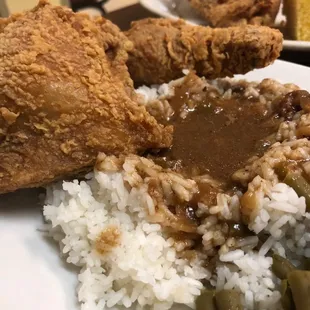 Rice &amp; Gravy w/ Fried Chicken