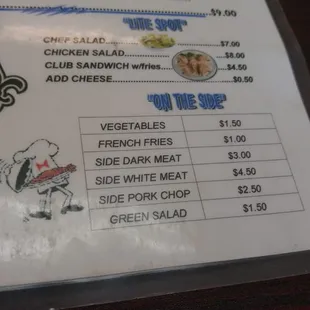 menu