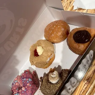 Cotton Candy, Nutella, Smores, Strawberry Cheesecake and raspberry cream filled