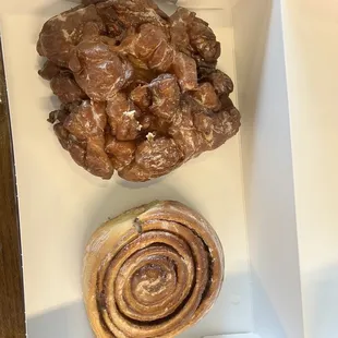 Fritter and cinnamon so large it took us 2 meals to finish