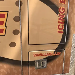 the side of a van with a logo painted on it