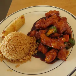 a plate of chinese food