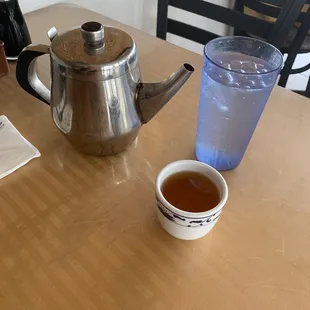 Hot tea waiting for customers.  Always nice to have when eating Chinese food.