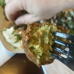 Falafel - crunchy on the outside, moist on the inside! Fresh stuff, not the dry boxes mix some places have.