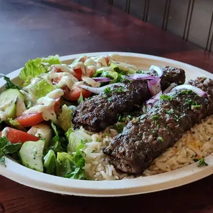Kafta kebob plate