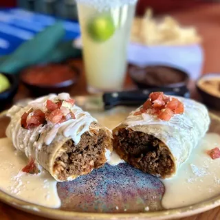 Cheesy Ensenada Beef Burrito