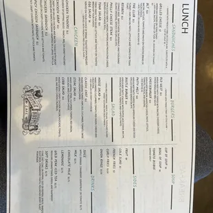 Lunch menu