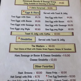 Breakfast menu