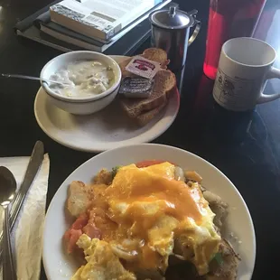 Deb&apos;s Surprise with a side of sausage gravy