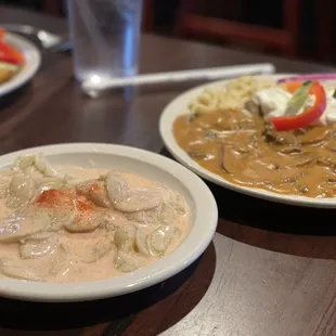 Mushroom Paprikas and Cucumber Salad.
