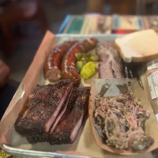 Pork ribs, Brisket, Jalapeno Cheddar Sausage