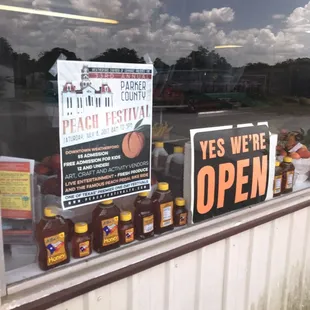 a sign in the window