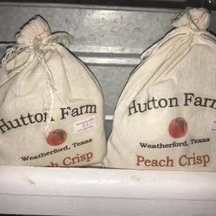 ... all you need is the contents of this bag, sliced peaches and butter for an amazing peach crisp!