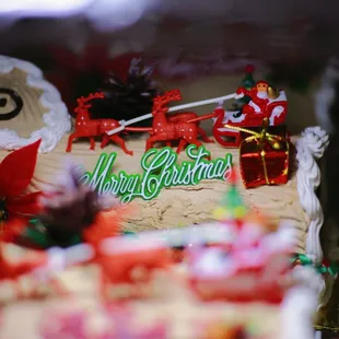 a christmas cake with decorations