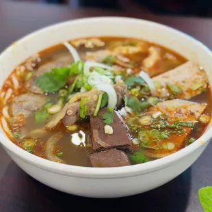 a bowl of soup on a table