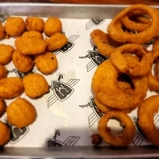 Corn nuggets and onion rings