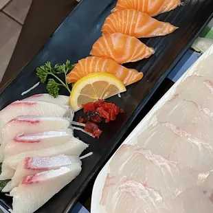 a variety of seafoods