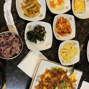 Fried Rice (kimchi) and the sides which were all delicious.