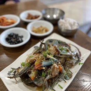 Soy marinated raw crabs