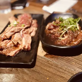 two plates of food on a table