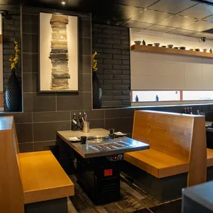 interior, sushi and sashimi